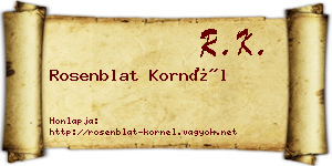 Rosenblat Kornél névjegykártya